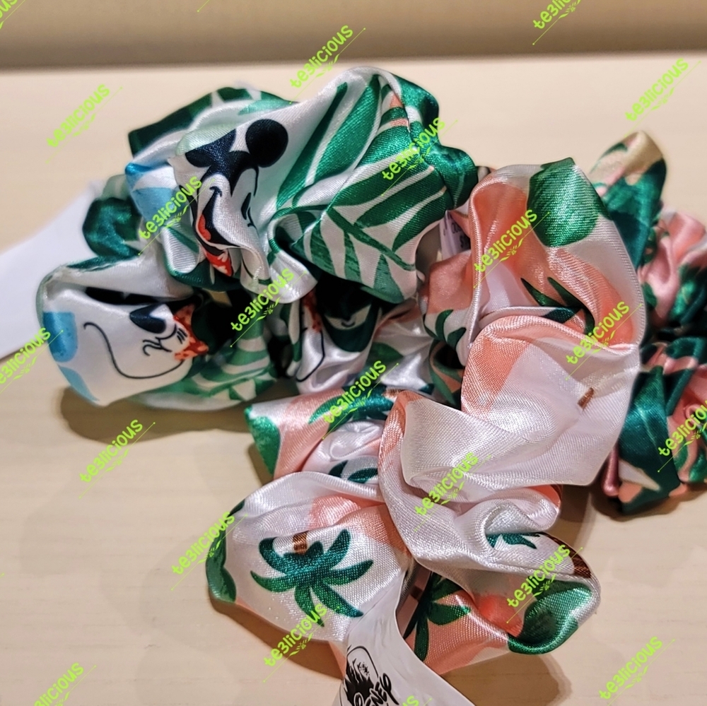 DISNEY PARKS SET OF 3 MICKEY TROPICAL SCRUNCHIES - Picture 2 of 4